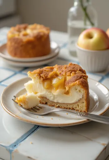 Torta me gjizë, mollë dhe kanellë e zbukuruar me mollë dhe kanellë