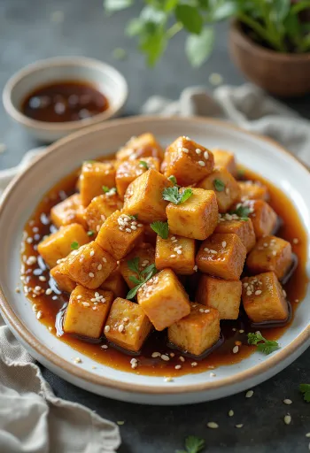 Tofu i skuqur me salcë hudhre