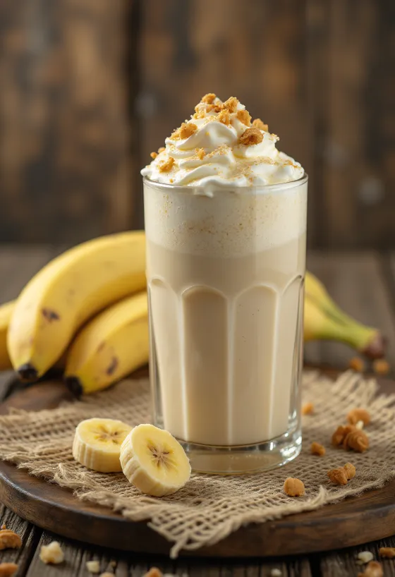 Frape me banane dhe mente e servirur