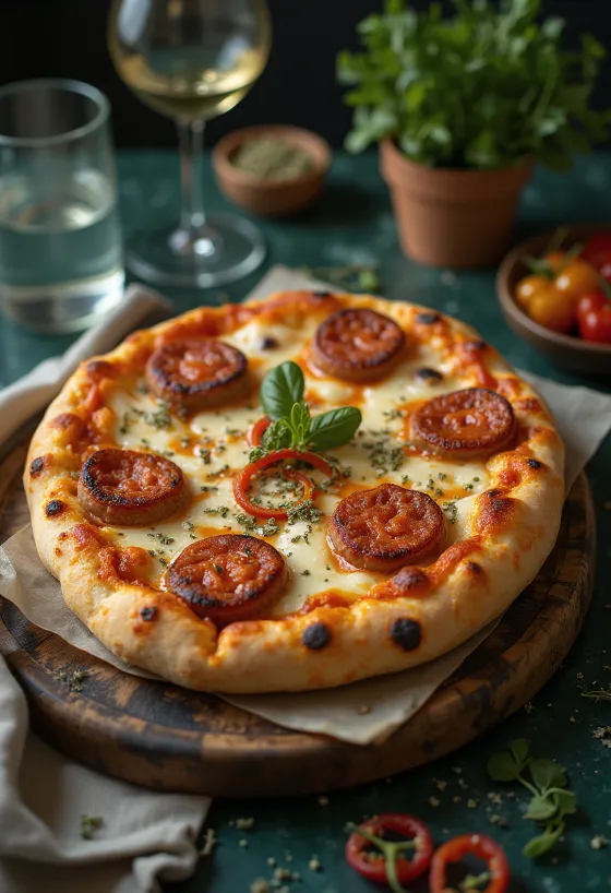 Pizza Diavola Vegane me sallam bimor dhe spec djegës