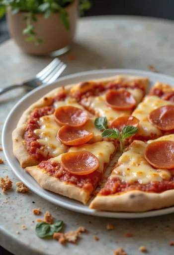 Pizza pepperoni vegane me djathë dhe sallam me bazë bimore