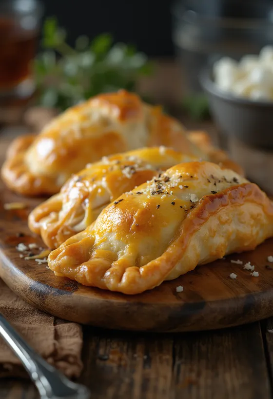 Empanada me pulë e prerë përgjysmë, me mbushje të lëngshme