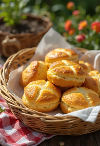 Pogaçe me patate të pjekura në ngjyrë të artë, me sipërfaqe krokante