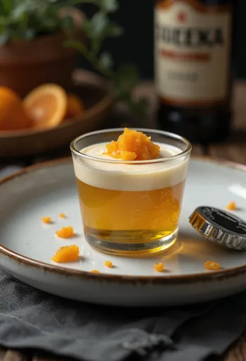 Panna cotta me birrë e servirur