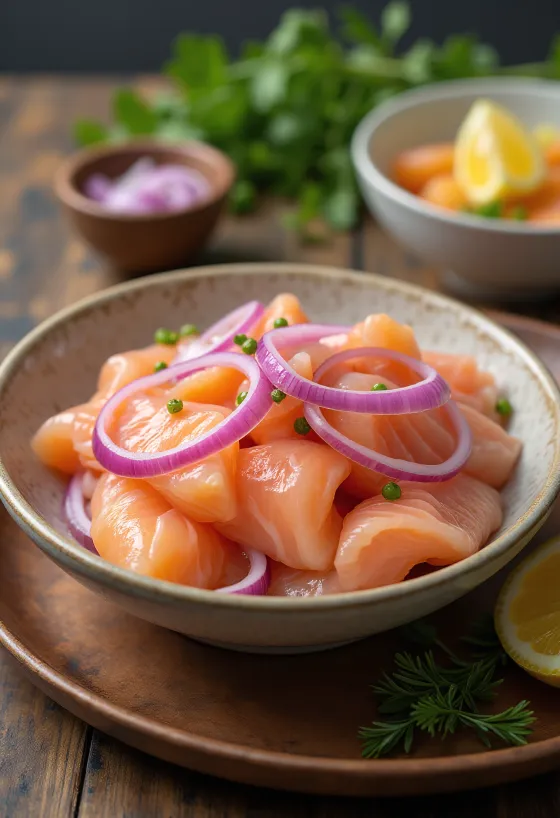 Salmon i marinuar në kavanoz