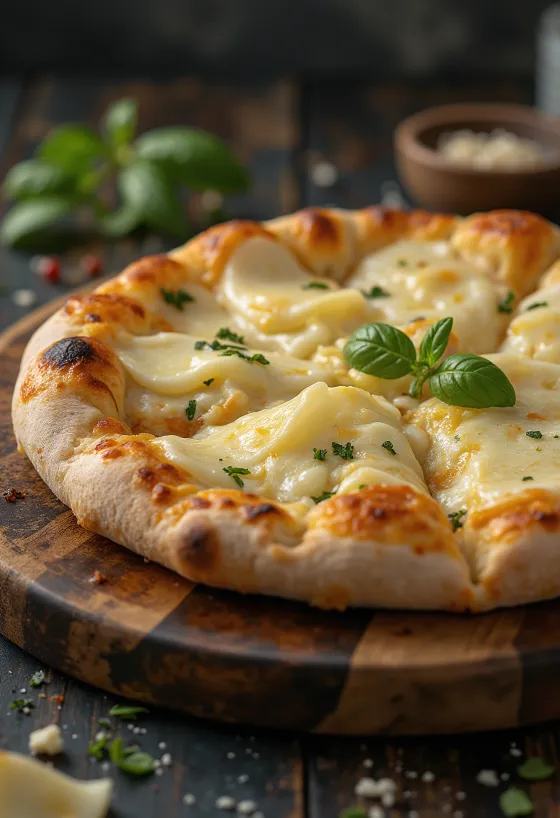 Pica ai Formaggi e shërbyer me djathëra të ndryshëm dhe borzilok të freskët