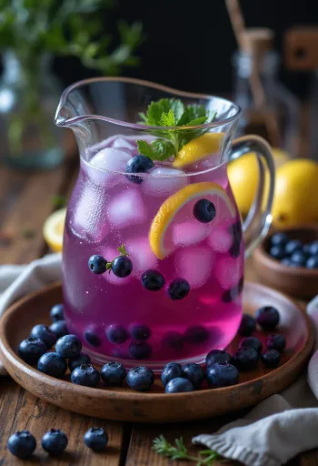 Limonadë me boronica e servirur në gotë