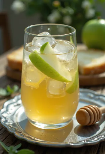 Cider i thatë anglez i shërbyer i freskët në gotë qelqi