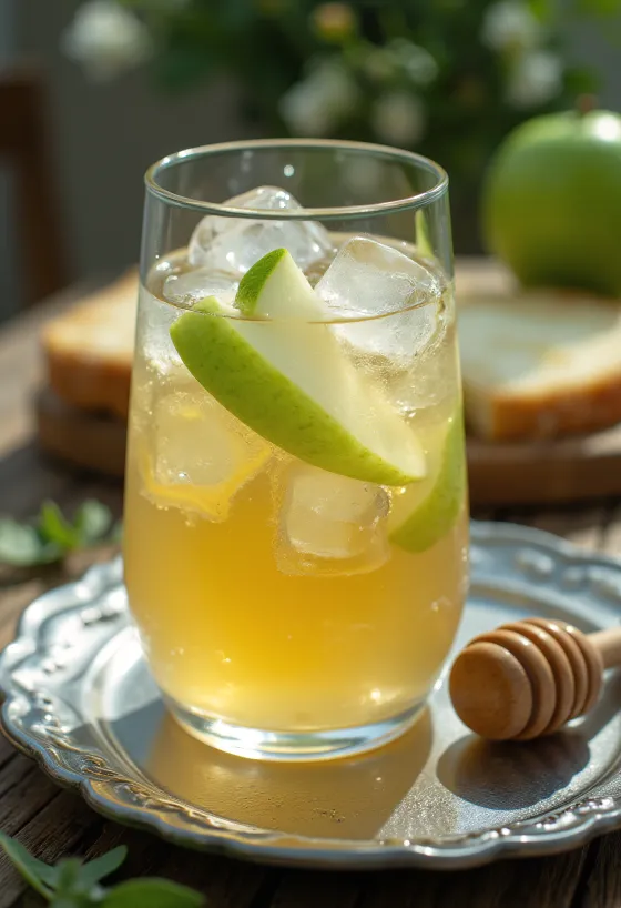 Cider i thatë anglez i shërbyer i freskët në gotë qelqi