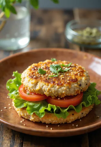 Burger kinoa me perime të freskëta