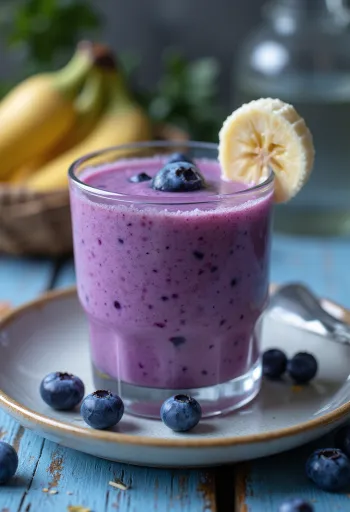 Smoothie me boronica e servirur në gotë
