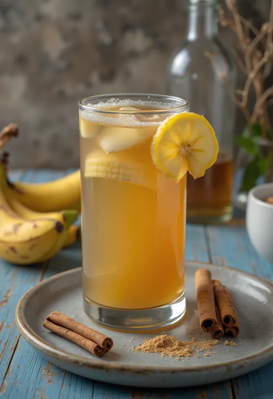 Cider banane me mjaltë në gotë
