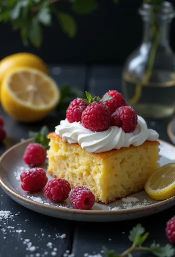 Tortë me limon dhe mjedër me fruta të freskëta