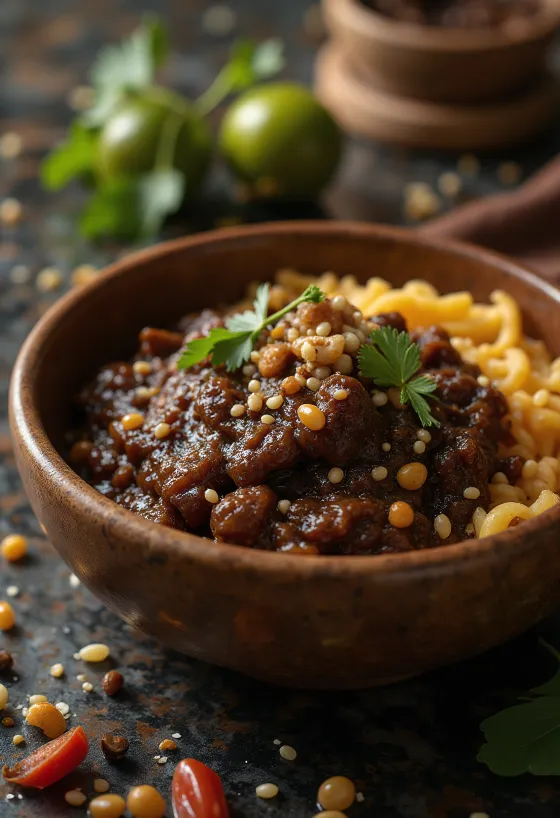 Mole poblano e servirur me mish pule dhe oriz