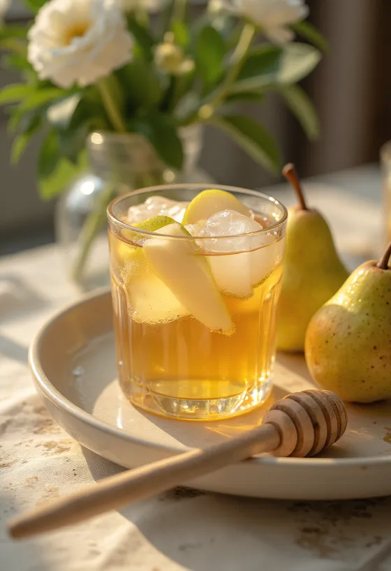 Cider irlandez me dardhë i servirur i freskët