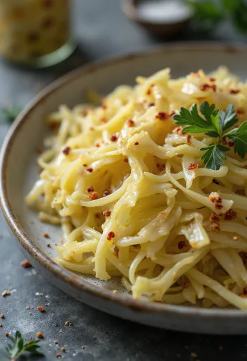 Lakër turshi djegëse (sauerkraut) e servirur