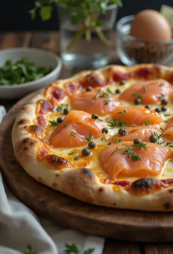 Pica e stilit danez me salmon të tymosur