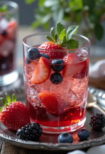 Cider me fruta pylli i shërbyer i freskët në gotë
