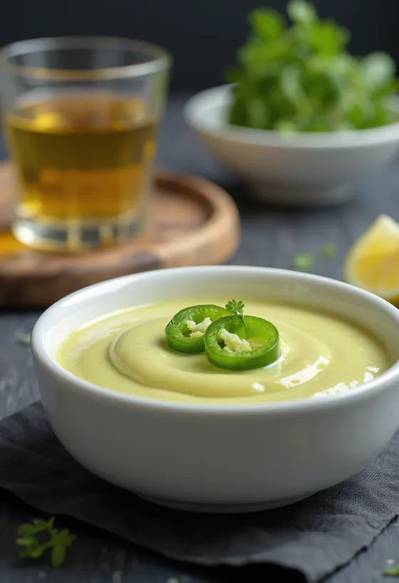 Salcë me tekila, limon dhe jalapeño e servirur