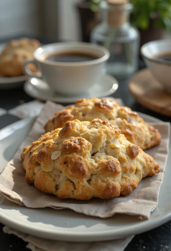 Scone me tërshërë dhe kafe e shërbyer