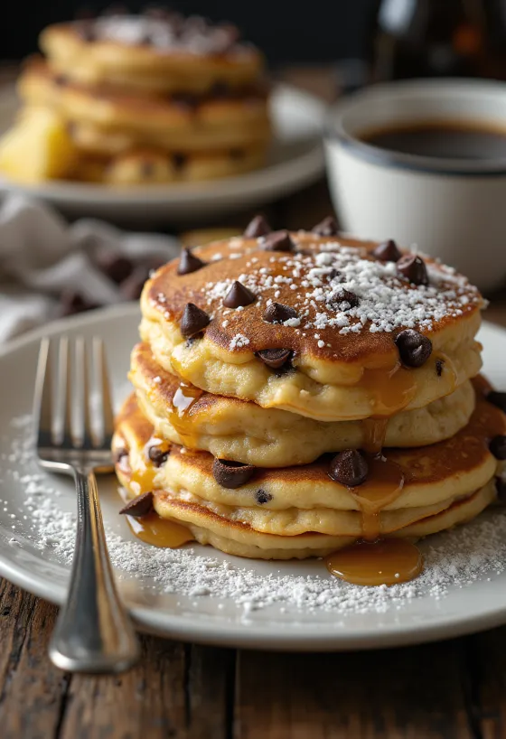 Krepë me copëza çokollate e servirur