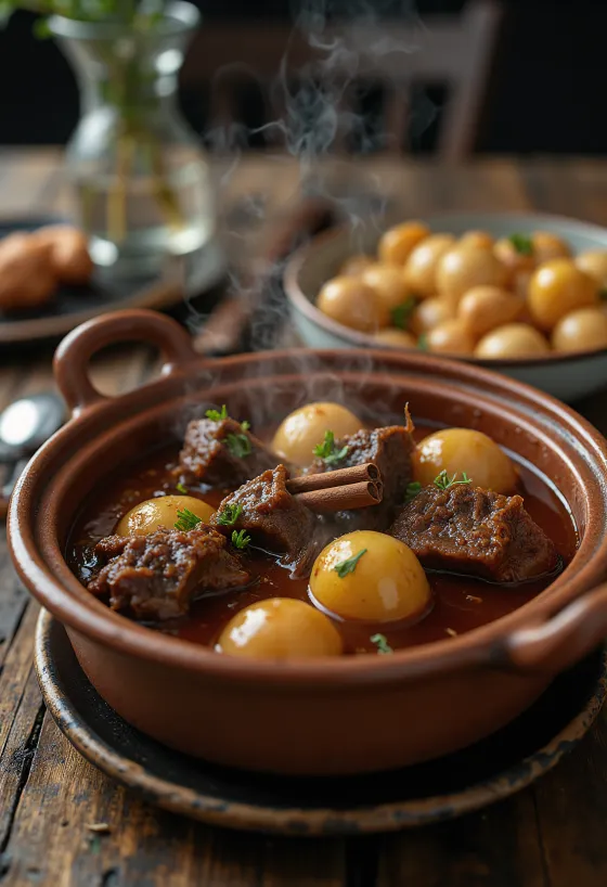Stifado greke me qepujka dhe mish viçi