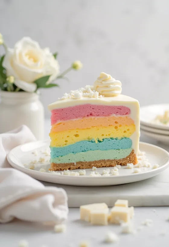Torta mus ylberi e prerë në feta