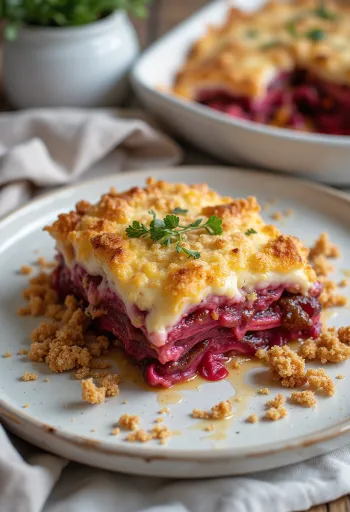Musaka vegane me patëllxhan dhe panxhar