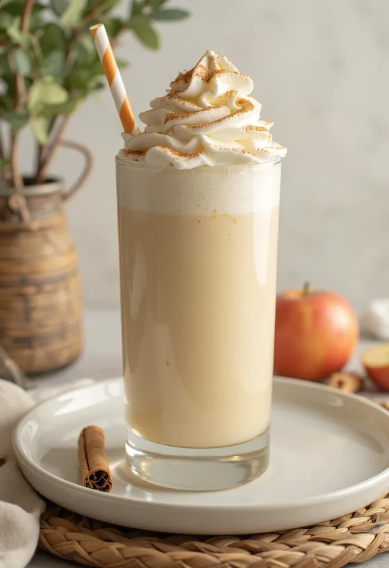 Milkshake me mollë dhe vanilje i shërbyer i freskët