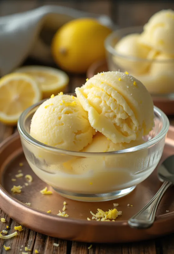 Akullore limoni freskuese e shërbyer