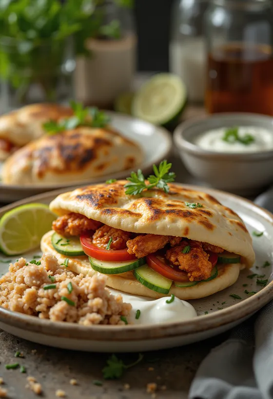 Pita pikante me pulë me erëza dhe salcë kosi