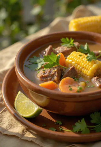 Caldo de res e servirur në pjatë të thellë
