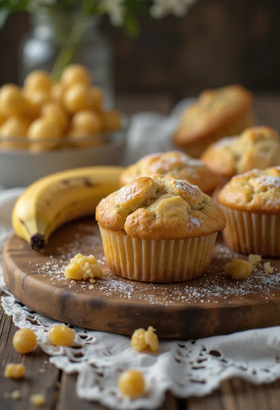 Cupcake me banane e shërbyer