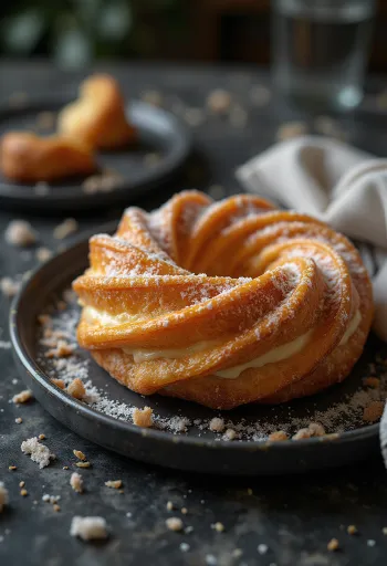 Cronut i servirur me sheqer pluhur