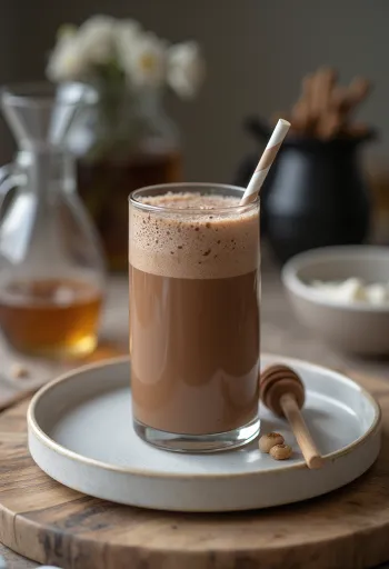 Milkshake me çokollatë i shërbyer në gotë