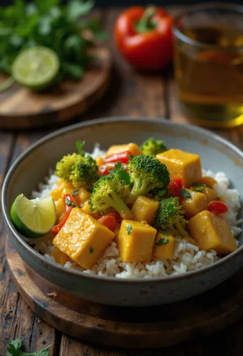Kerri me perime, tofu dhe oriz