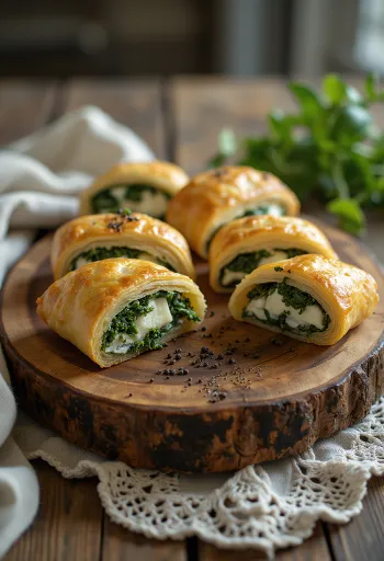 Strudel me spinaq dhe djathë feta i sapopjekur, me brumë kërcitës