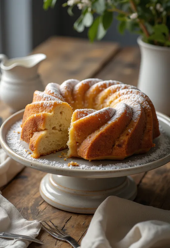 Kuglof me mollë dhe banane i servirur