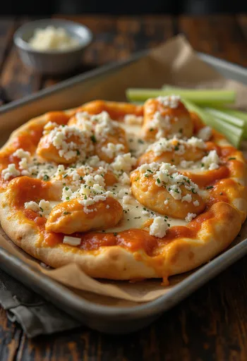 Pica Buffalo chicken me pulë pikante dhe djathë blu