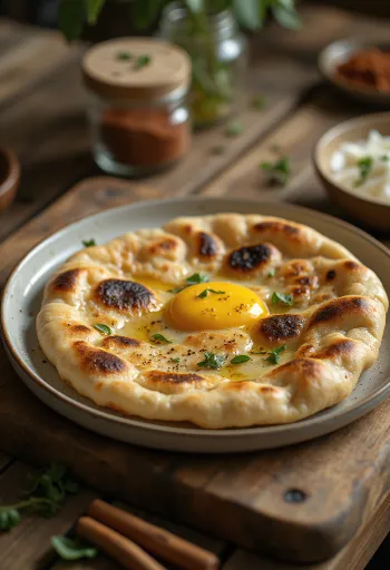 Bukë naan me kanellë dhe kardamom e servirur