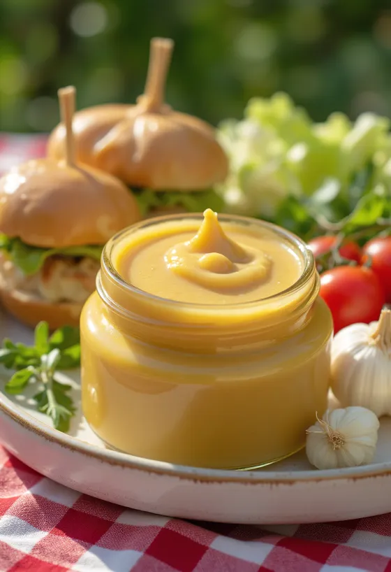 Salcë xhenxhefili me hudhër dhe mustardë e servirur