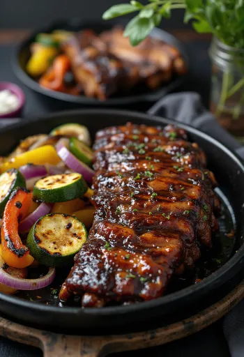 Brinjë BBQ me perime të zgarës të servuara në natyrë