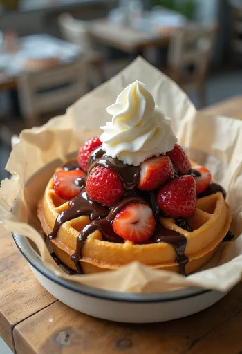 Gofra panairi me salcë çokollate dhe pana