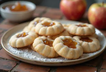 Biskota Linzer me mollë dhe kanellë të servirura