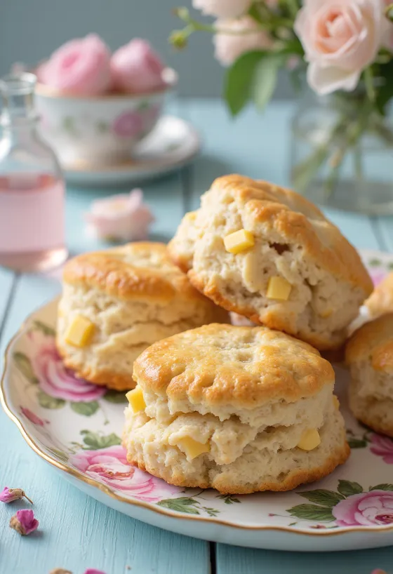 Scones me ujë trëndafili dhe marcipan