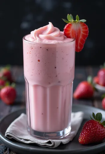 Milkshake me luleshtrydhe i shërbyer në gotë