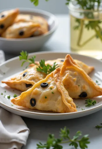Samosa me ullinj të zinj dhe djathë dhie në brumë krokant