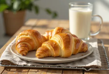 Kifle e freskët, krokante me gjalpë e pjekur në ngjyrë të artë