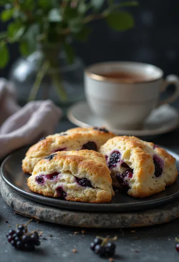 Scone me ribes të zi e servirur