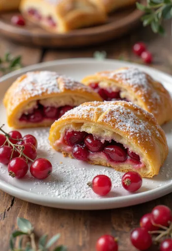 Strudel me ribizla i servirur në pjatë